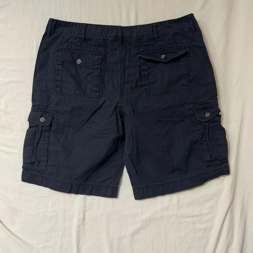 Black Cargo Shorts Mens 40 Casual Utility Outdoor Summer Beach Classic Basic